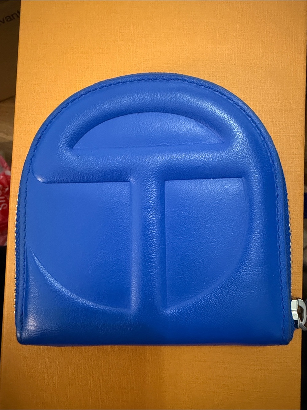 Telfar Zip Wallet with Embossed Logo in Blue